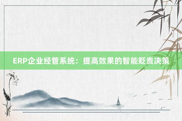 ERP企业经管系统：提高效果的智能贬责决策